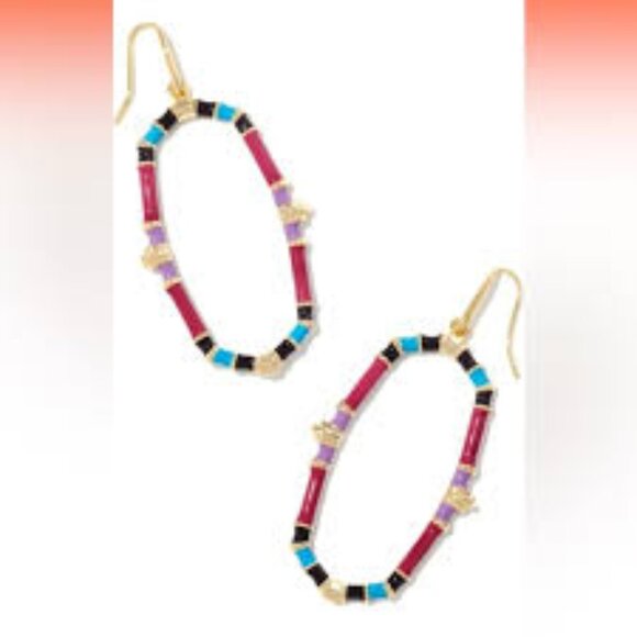 Kendra Scott Essie Mixed Color Open Frame Drop Earrings Orchid Mix NWT! - Picture 1 of 2